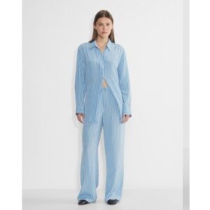 Aritzia Babaton Claro Silk Wide Leg Pant Blue